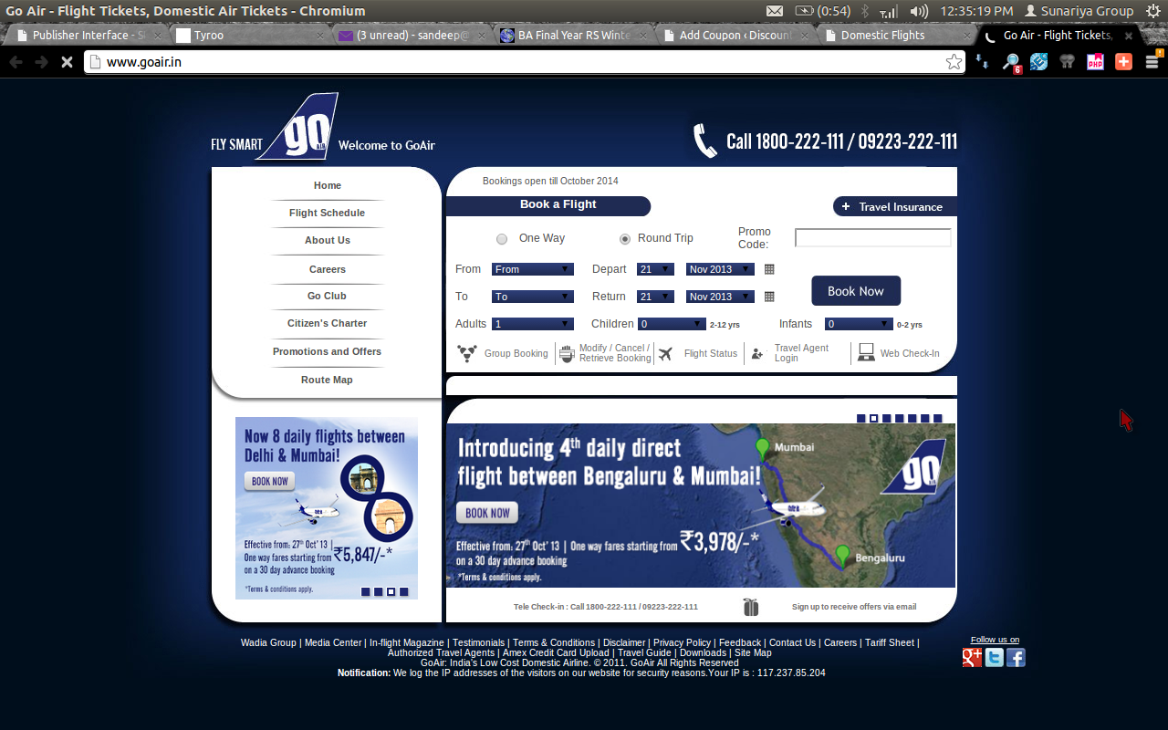 GoAir 50% Off on Fares Discount Coupon March 2014